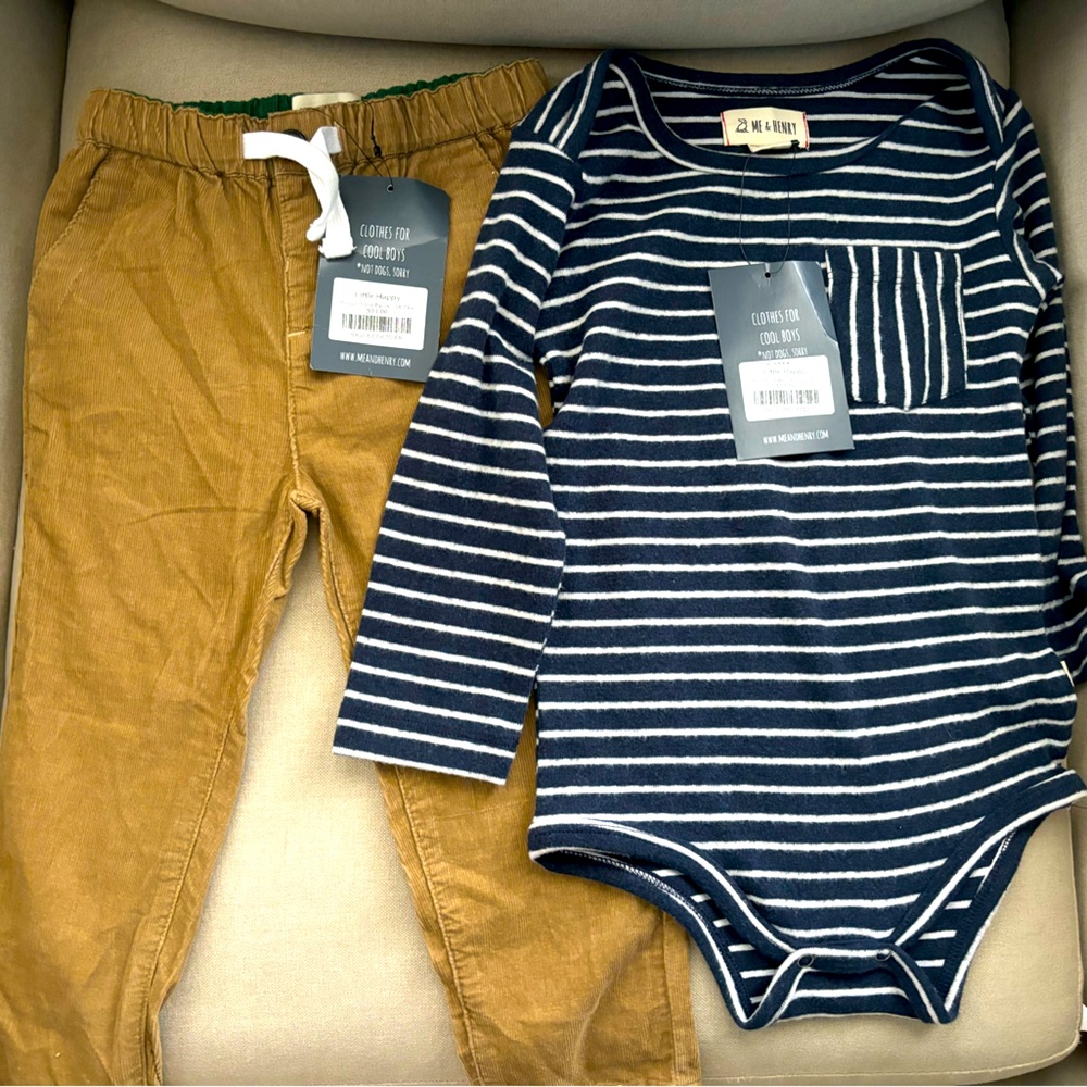 NWT me and Henry corduroy pants and longsleeve bodysuit.